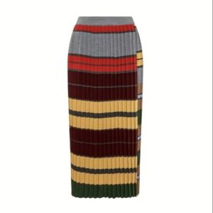 Weekend Max Mara Fiesta Striped Pleated Midi Skirt Wool Blend Size XS